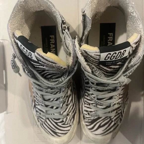 Golden Goose Zebra Print Sneakers with Gray Laces - Picture 6 of 12